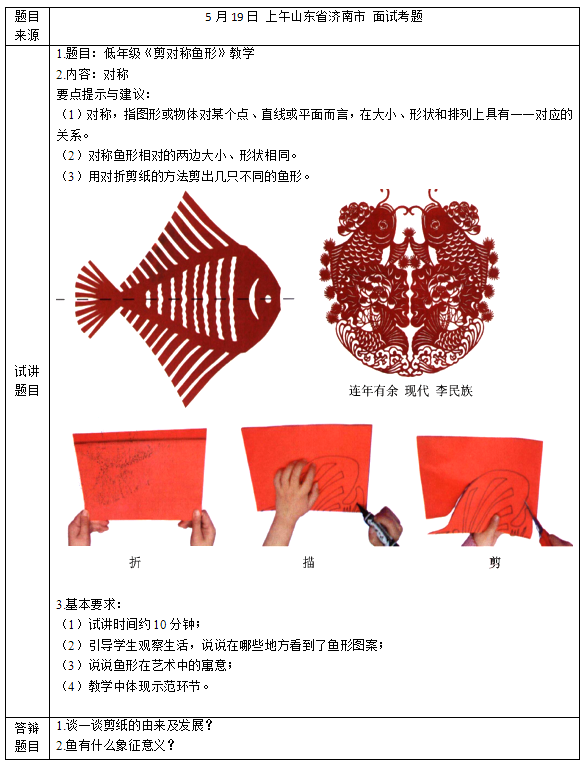 2018上半年小學美術教師資格證面試真題(第一批)考題回顧1