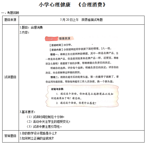 2018上半年小學(xué)心理健康教師資格證面試真題(第三批)考題回顧2